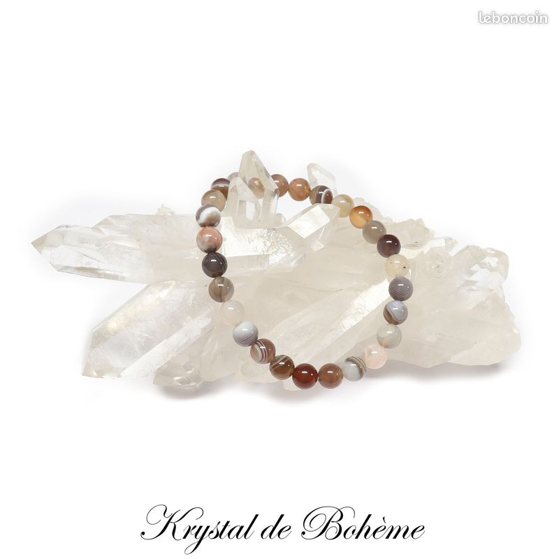 Bracelet en AGATE DU BOTSWANA de qualité A - Perles rondes de 6mm - Pierre naturelle - Bijou Artisanal (image 2)