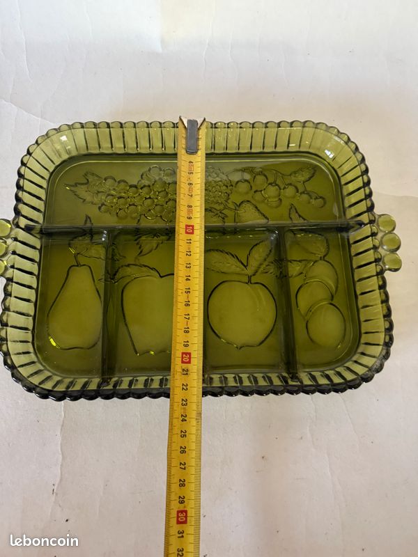 Plat Apéritif Vintage Scandinave 3 Compartiments – Verre Givré Transparent