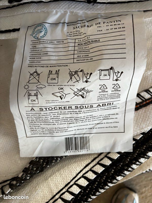 Big-bags 1,5 tonne – Très bon état – Plusieurs disponibles (image 3)