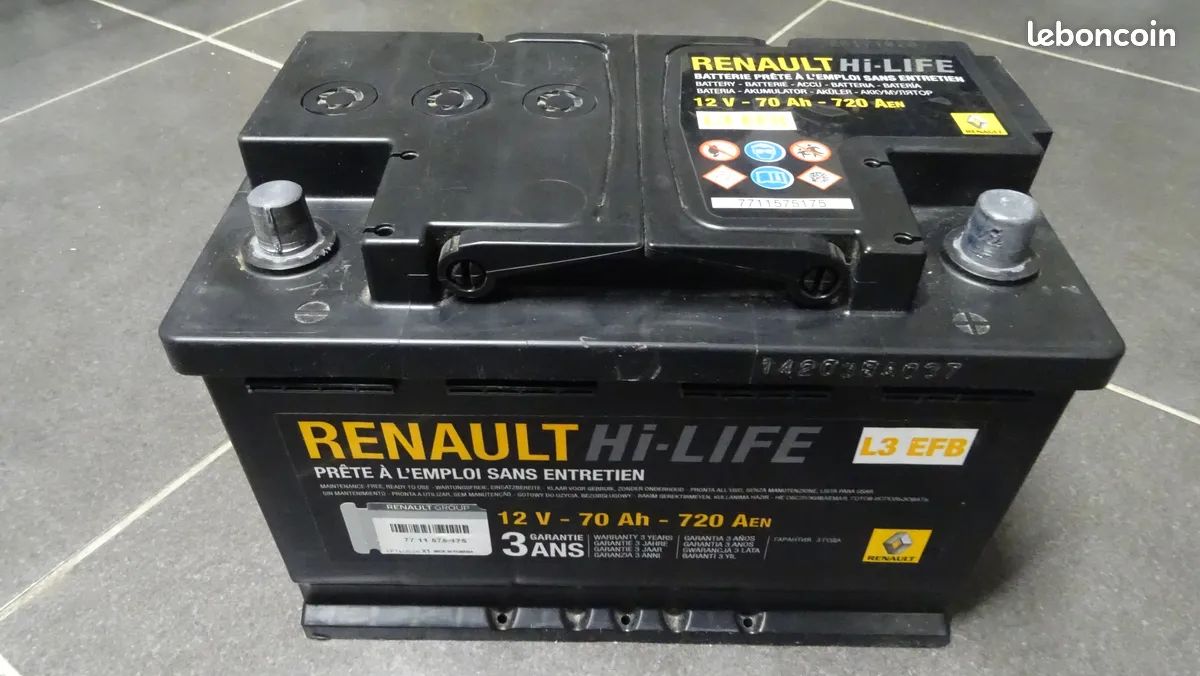 Batterie Renault 12V L3 70Ah 720A start and stop - Équipement auto