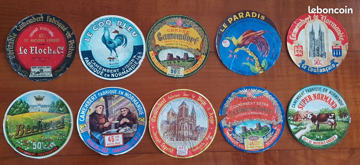 LOT DE 2 Etiquettes anciennes de fromage Camembert à l'Isard EUR 11,50