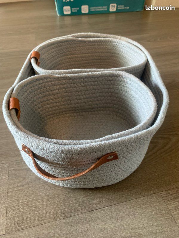 Panière de rangement coton tressé gris (image 3)