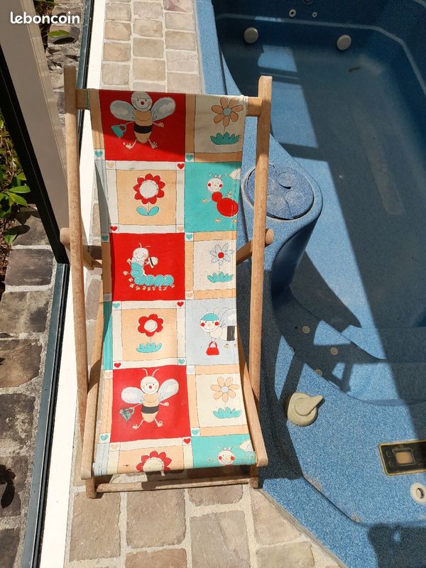 Transat bain de soleil chilienne chaise longue en bois enfant (image 1)