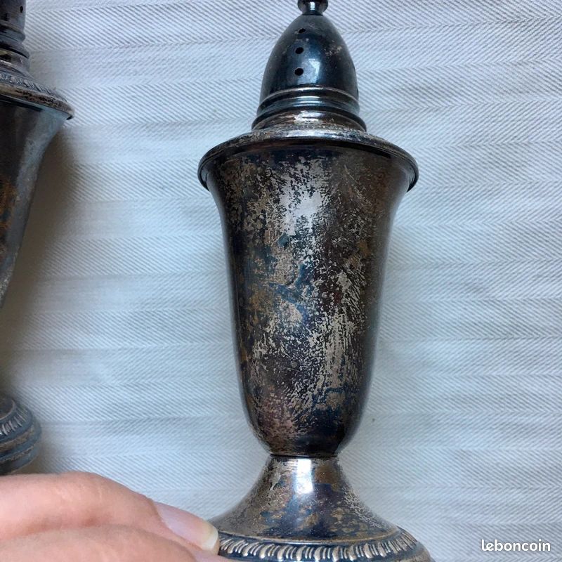 Salière Poivrière Argent Sterling Vintage Crown (US) (image 9)