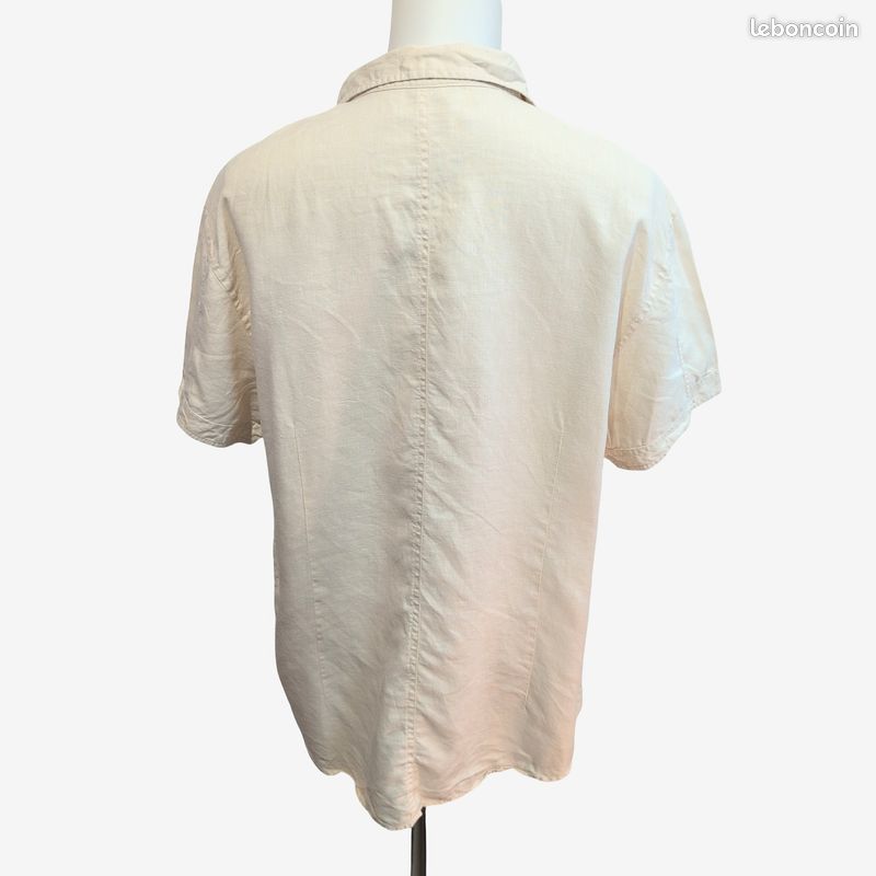 Chemise Femme En Lin 100% Beige Clair Avec Motif étoile Rose - Taille M - Occasion Très Bon état - Marque 100% Lino