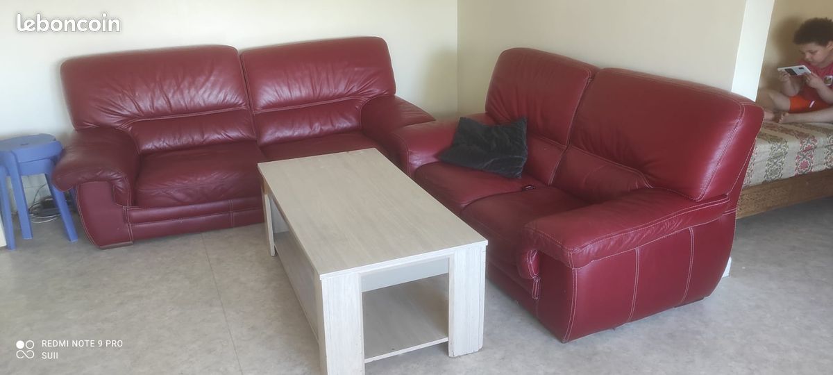 Canapé cuir rouge (image 4)