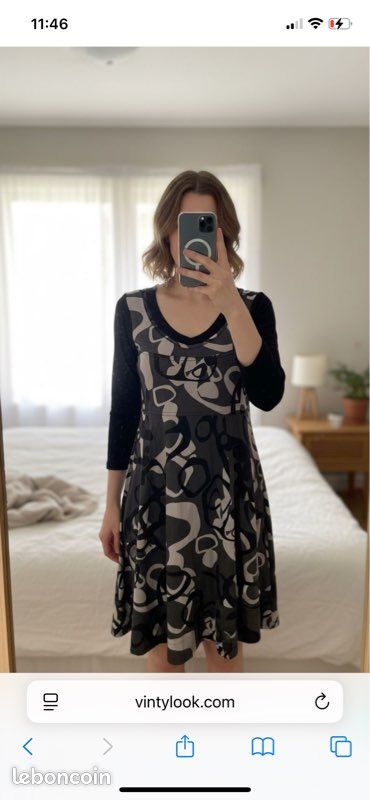 Robe Femme Jacqueline Riu Taille 36 - Modèle Droit Floral Violet/blanc - Occasion Très Bon état