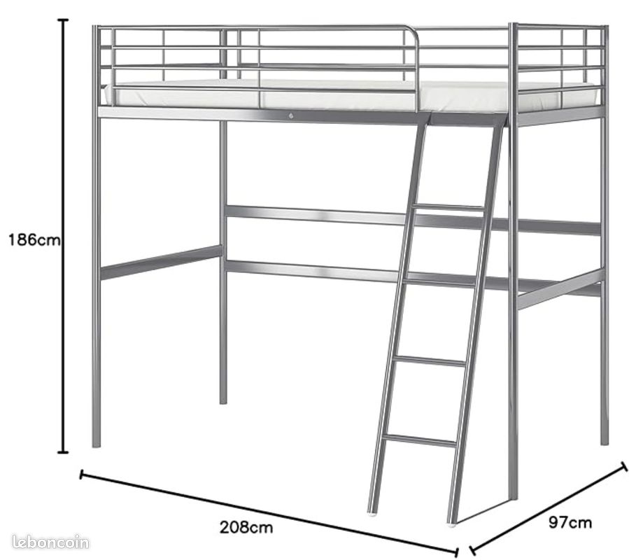 Lit Mezzanine et matelas en très bon état (image 2)