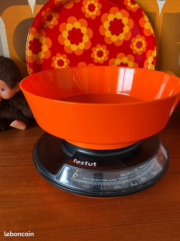 balance de cuisine orange et noire, 1,5 Kg, Posso, vintage années 70 balance de cuisine orange et noire, 1,5 Kg, Posso, vintage années 70