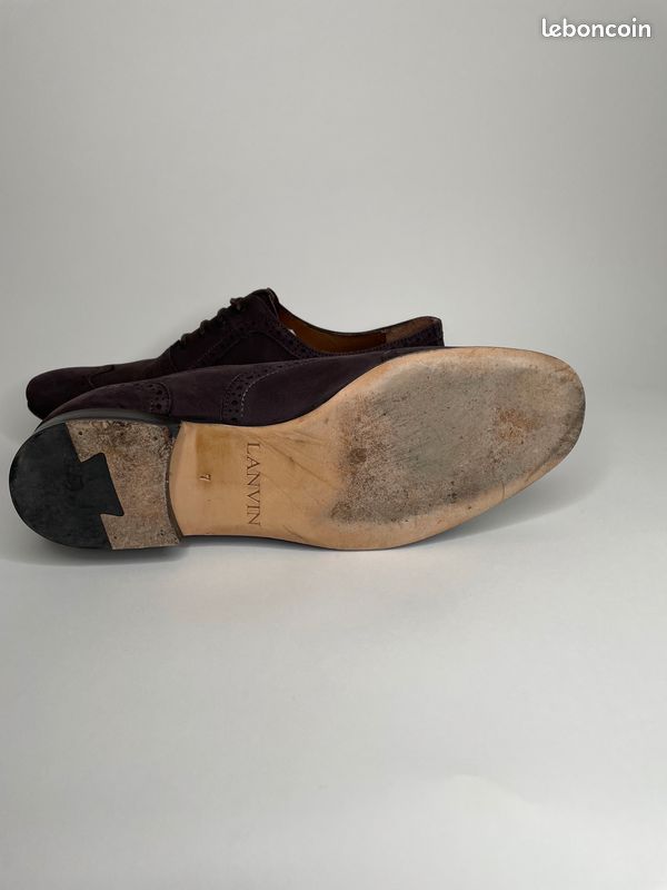 Derbies souples type Richelieu de la marque Lanvin en veau foulonné de couleur violette/aubergine taille 41 (image 4)