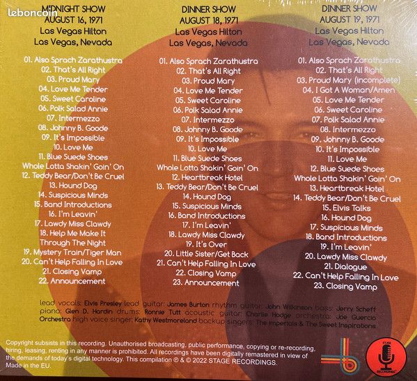 Elvis presley summer festival reflections of 71 vol.2 coffret 3 cd 16, 18 & 19/8/71 las vegas shows (image 2)