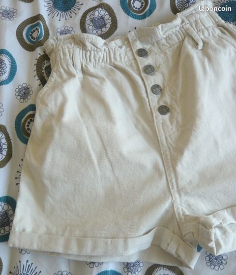 Pantalon Court (pantacourt) Jennyfer – Coton Beige, Taille 40, Occasion Très Bon état