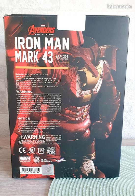 Figurine iron man marvel mark 43 EAA 004 beast kingdom age of 