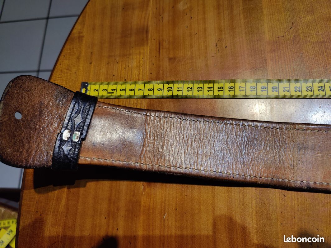 Ceinture US en cuir noir US basketwave 97 cm à 109 cm boucle argent * CT019 LAPD CHP CHIPS FBI NYPD POLICE US CHP44 (image 5)