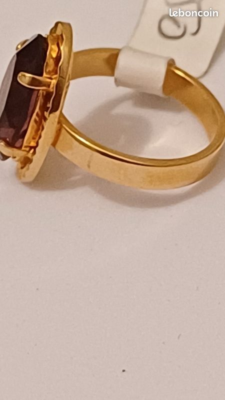 Bague Femme Plaqué Or 750 - Taille 50 - Anneau Simple - Neuf Avec étiquettes