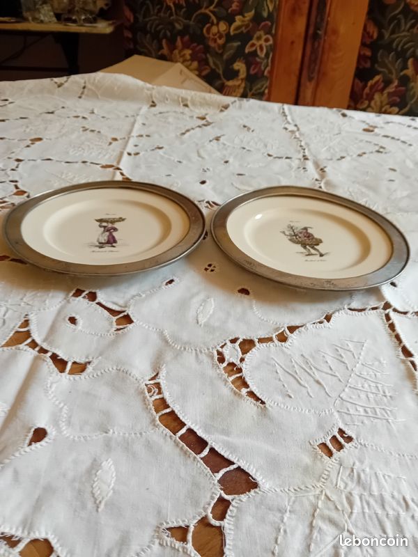 2 assiettes saint Clément france contour en etain (image 5)