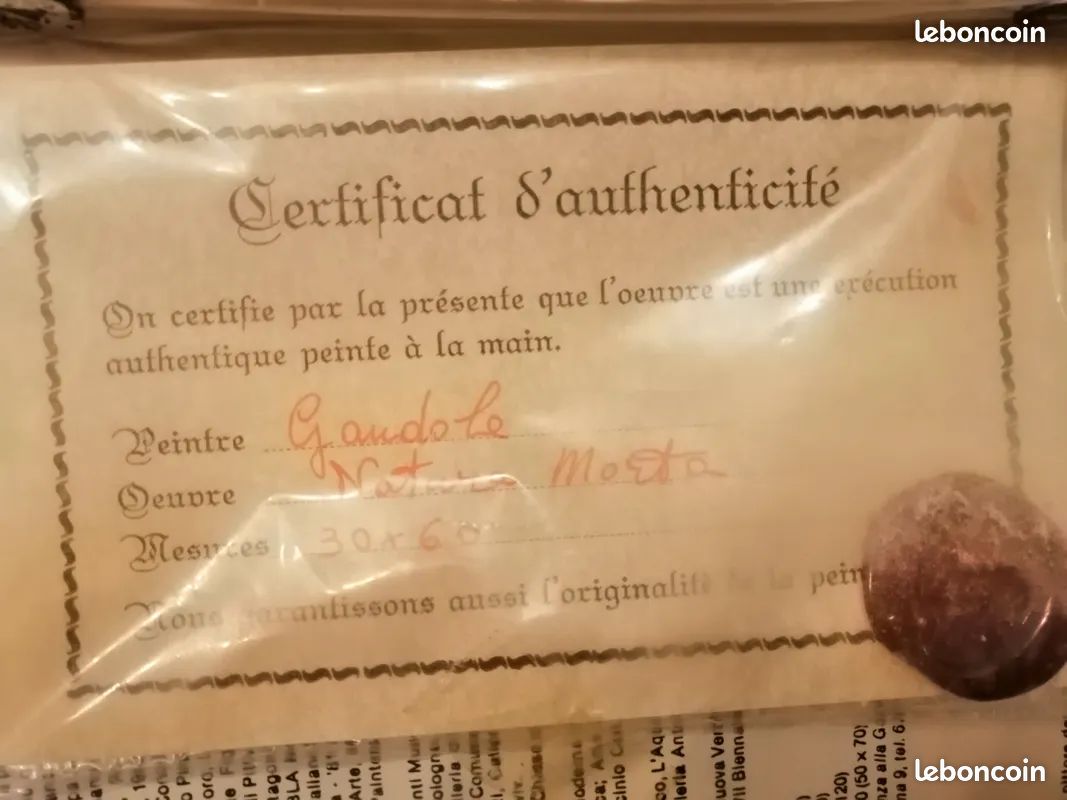 Tableau nature morte avec certificat N3 (image 2)