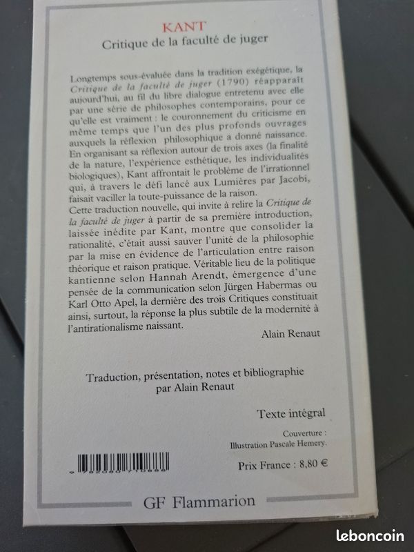 Livre Critique de la faculté de juger de KANT (image 3)