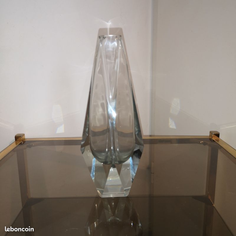 Ancien Vase Soliflore Murano Flavio Poli Sommerso Facetté vintage 1960 (image 1)