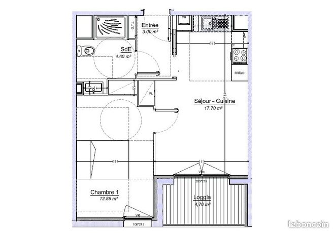 Appartement 2 pièces 38 m²