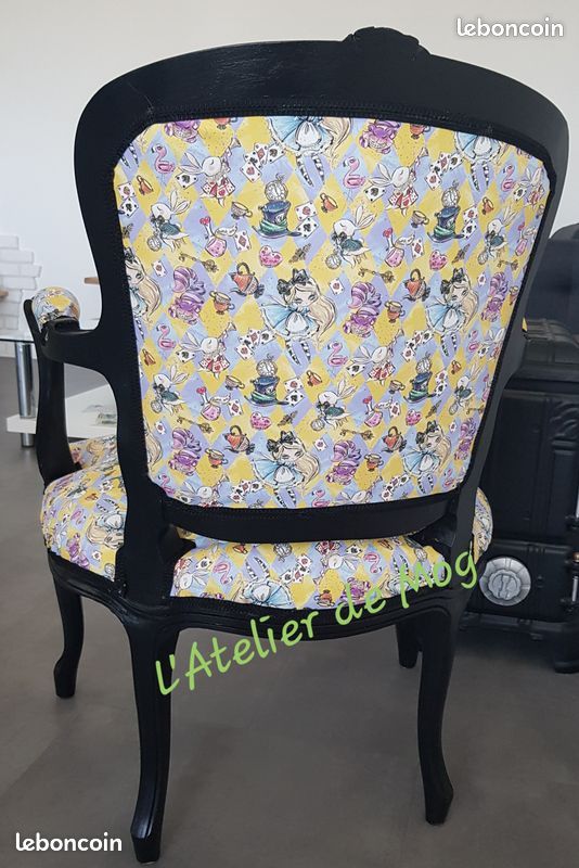 Fauteuil style Louis XV rénové et relooké Je suis en retard (image 5)