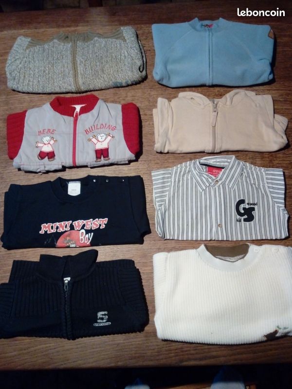 Lot pulls + gilets + chemise garçon 12 mois (image 1)