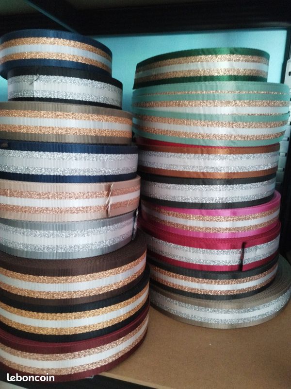 Sangle polyester tricolore 38mm de large pour sacs couture sac banane (image 1)