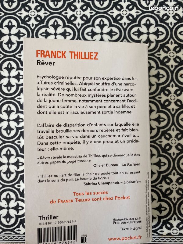 Livre de Franck Thilliez rêver Très bon état (image 2)