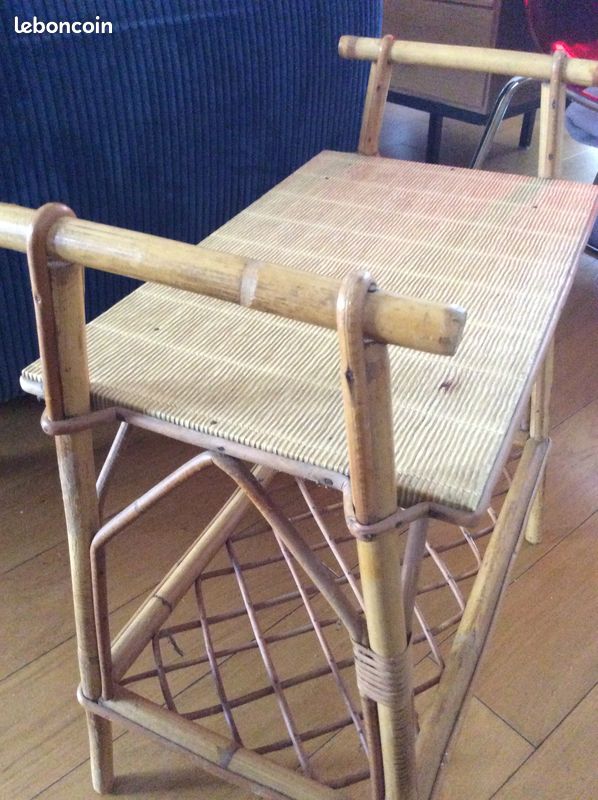 Table d’appoint en rotin vintage (image 7)