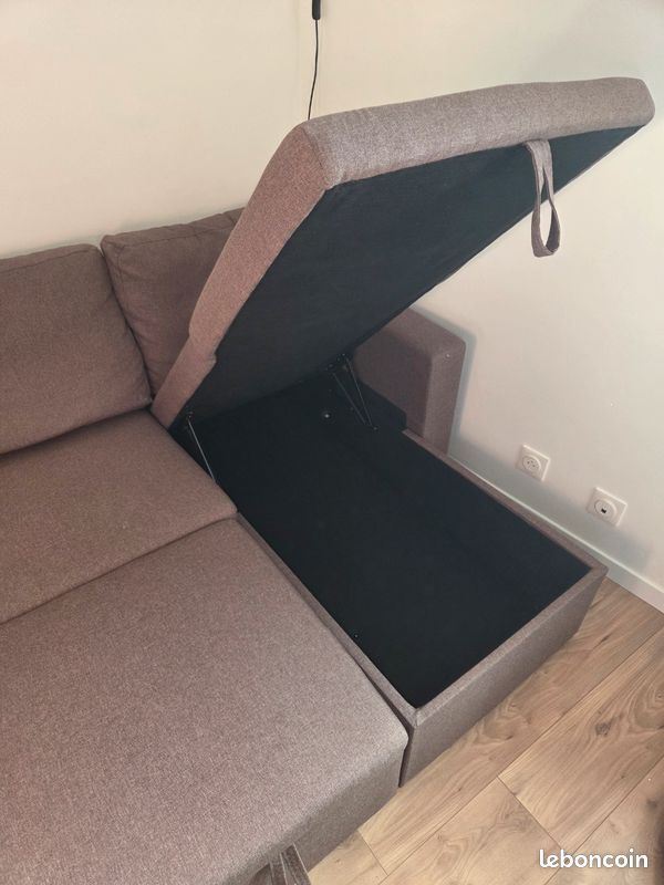 Canapé d'angle convertible en tissu marron (image 6)
