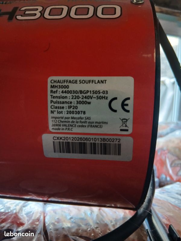 Chaufage electrique portatif surpuisant 2000 w et 3000 w 40 e et 50 e (image 4)