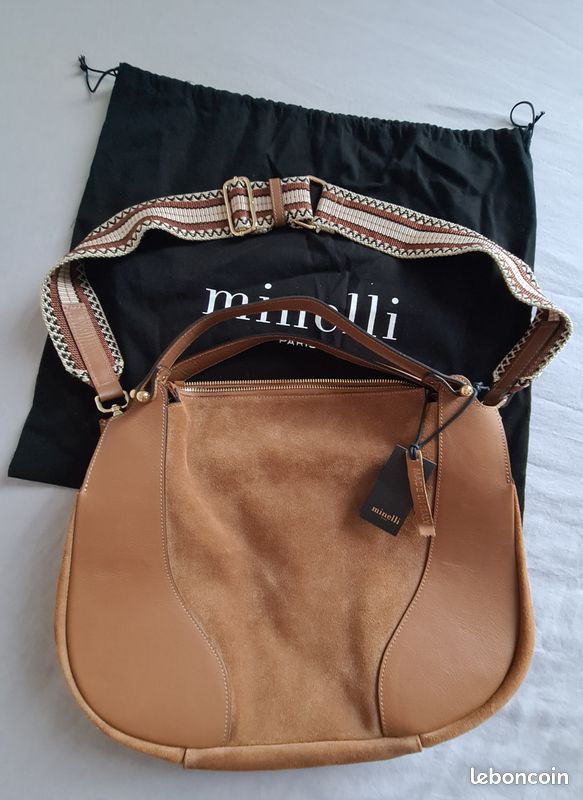 Sac à Main Minelli Italie En Faux Cuir Bronzé - état Excellent, Taille Medium Pour Femme