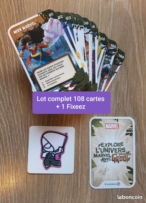 Lot complet 108 cartes + 1 Fixeez Marvel Leclerc 2024 Collection