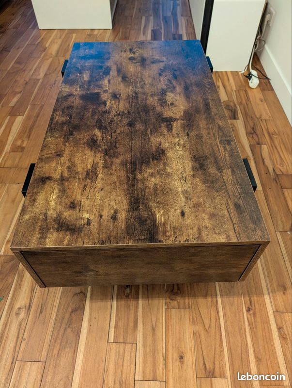 Table basse - 100Lx55lx40h - 2 tiroirs - ID market (image 5)