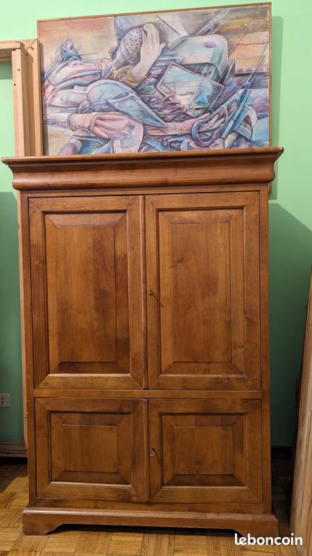 Superbe meuble TV, home cinéma ou bar en merisier massif, finition gomme laque (image 4)