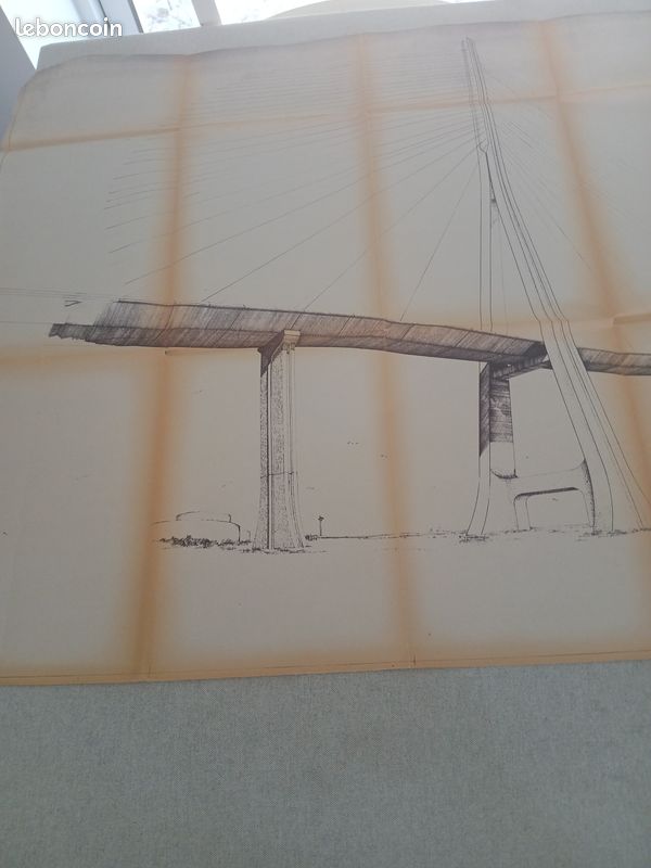 2 affiches 50 ans du pont de tancarville PLUS grand plan projet du pont de honfleur 120 PAR 80 CM (image 7)