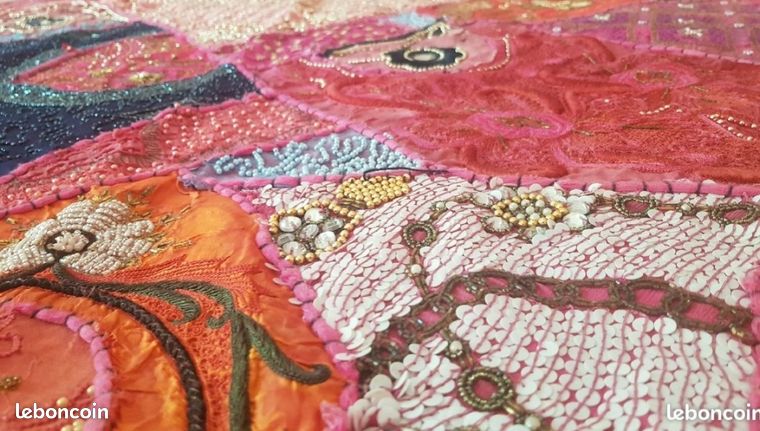 Grande Tapisserie Murale Patchwork Tsigane Rajasthan - Coton 100% - Vintage Inde