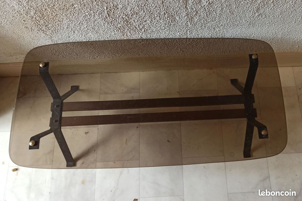 Table basse fer forger et verre (image 3)