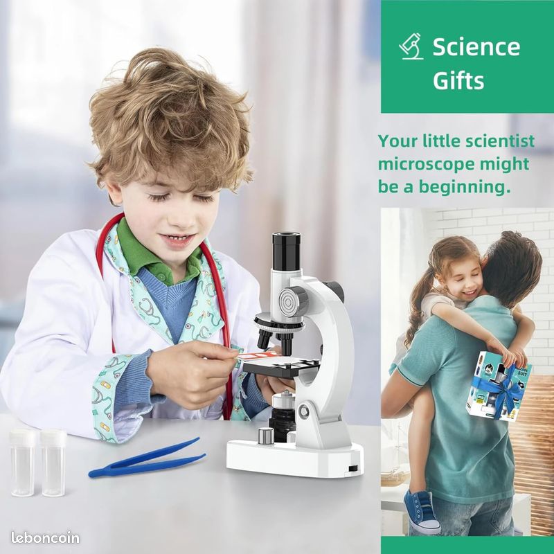 Microscope Numérique 4 Pouces Pour Enfants Et Adultes - Grossissement 1600x, écran IPS, 6 LED, Rechargeable