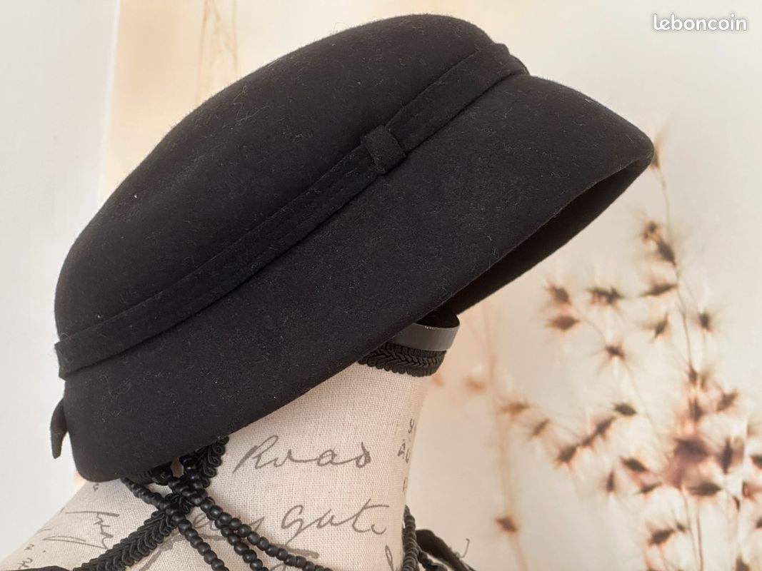 Vintage années 50 chapeau feutre noir (image 8)