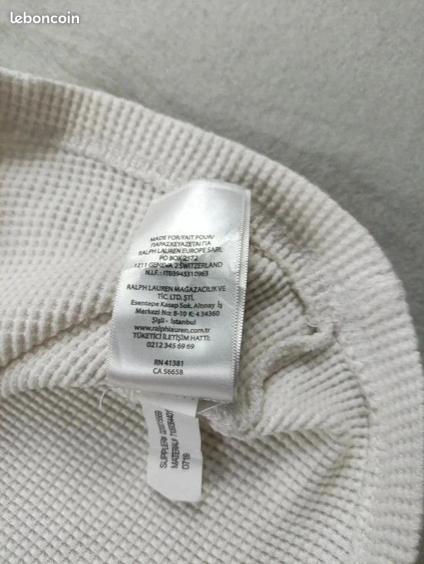 Pull / Sweat col rond Ralph Lauren blanc taille XL pour homme logo brodé, coupe unisexe (image 6)
