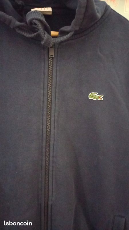 Sweat-shirt Lacoste Homme Taille L Excellent état portée deux fois seulement capuche bleue marine (image 1)