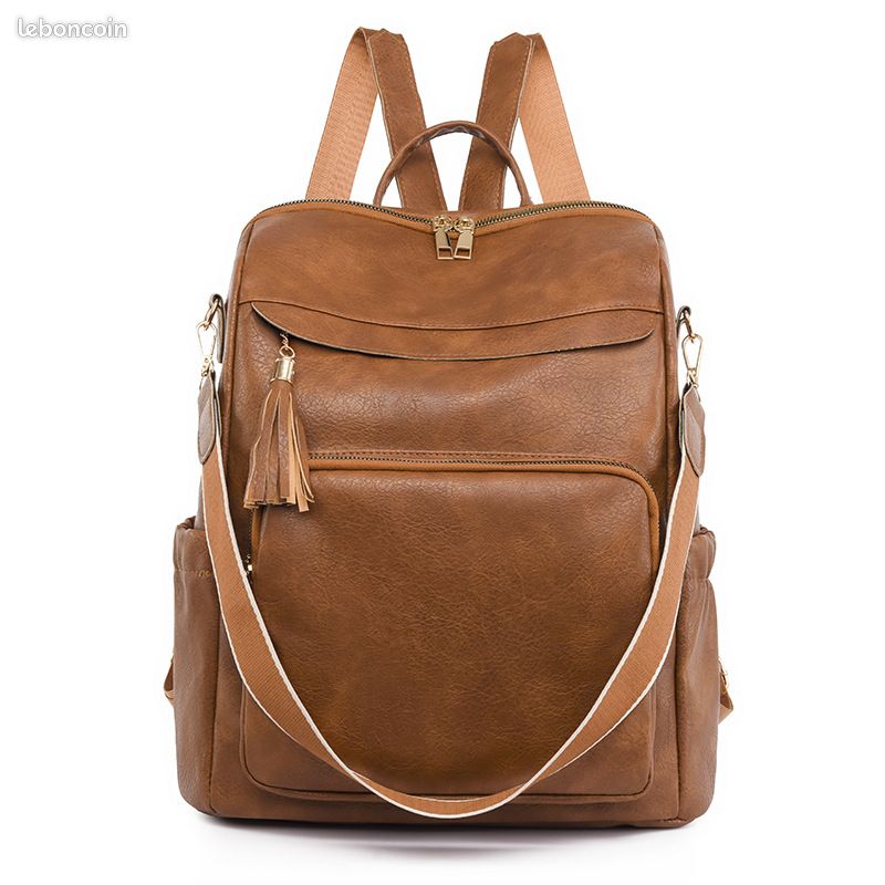 Sac à dos pour femmes en simili-cuir, sac à dos de styliste moderne et tendance, petit sac à dos à lanières - Livraison 3 jours relais (image 3)