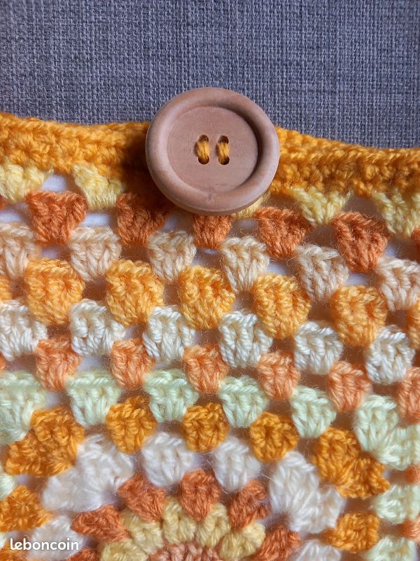 Sac en crochet carré jaune neuf fait main (image 3)