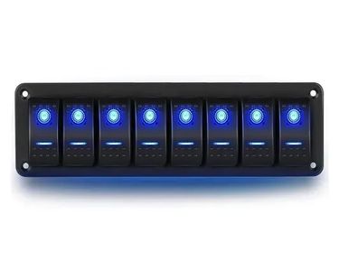 Panneau De Commutation 8 Gang 12V/24V Étanche Avec LED Bleue - Idéal Bateau, Camping-car, Voiture