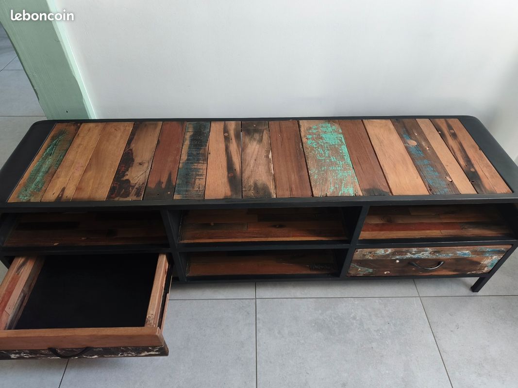 Meuble TV en bois de bateau (image 3)