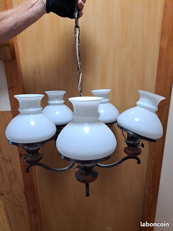 Lustre 5 branches en étain (image 1)