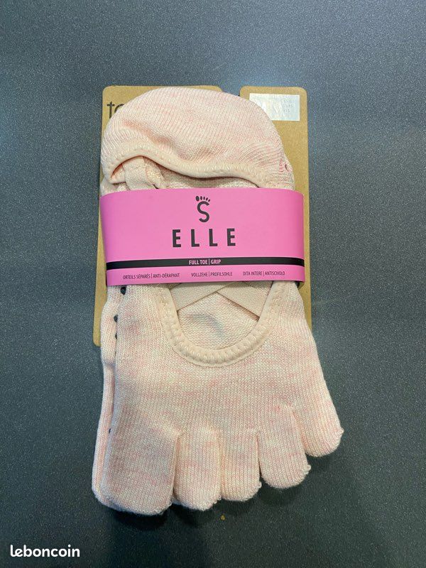 Toesox HT Elle Ballet Pink - Chaussettes Antidérapantes Pilates Et Yoga Femme Rose Taille M