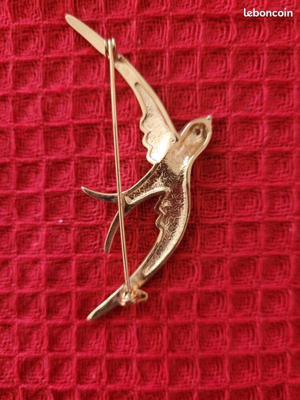 Broche Grande Hirondelle Vermeil Or Jaune - Les Rêveries D'Eve