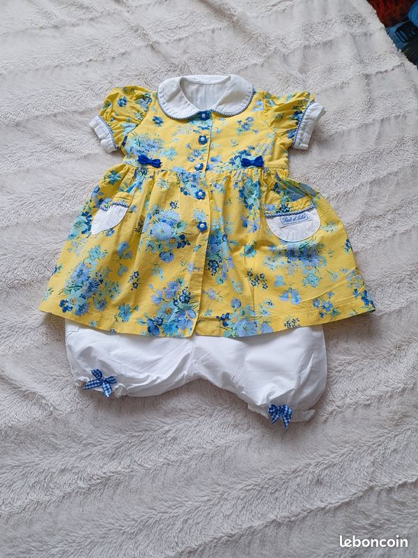 Ensemble robe fleurie et son bloomer 1 an Paul et Julie (image 1)